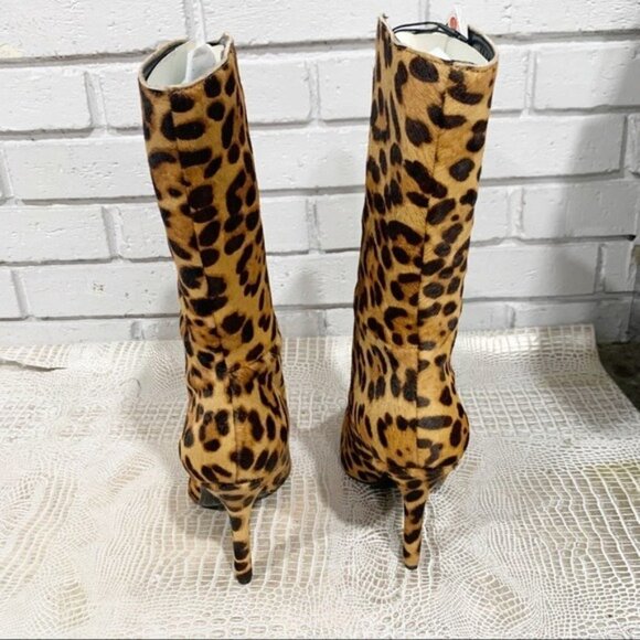 Zara Women’s Animal Print Heeled Leather Ankle Boots - Picture 11 of 15